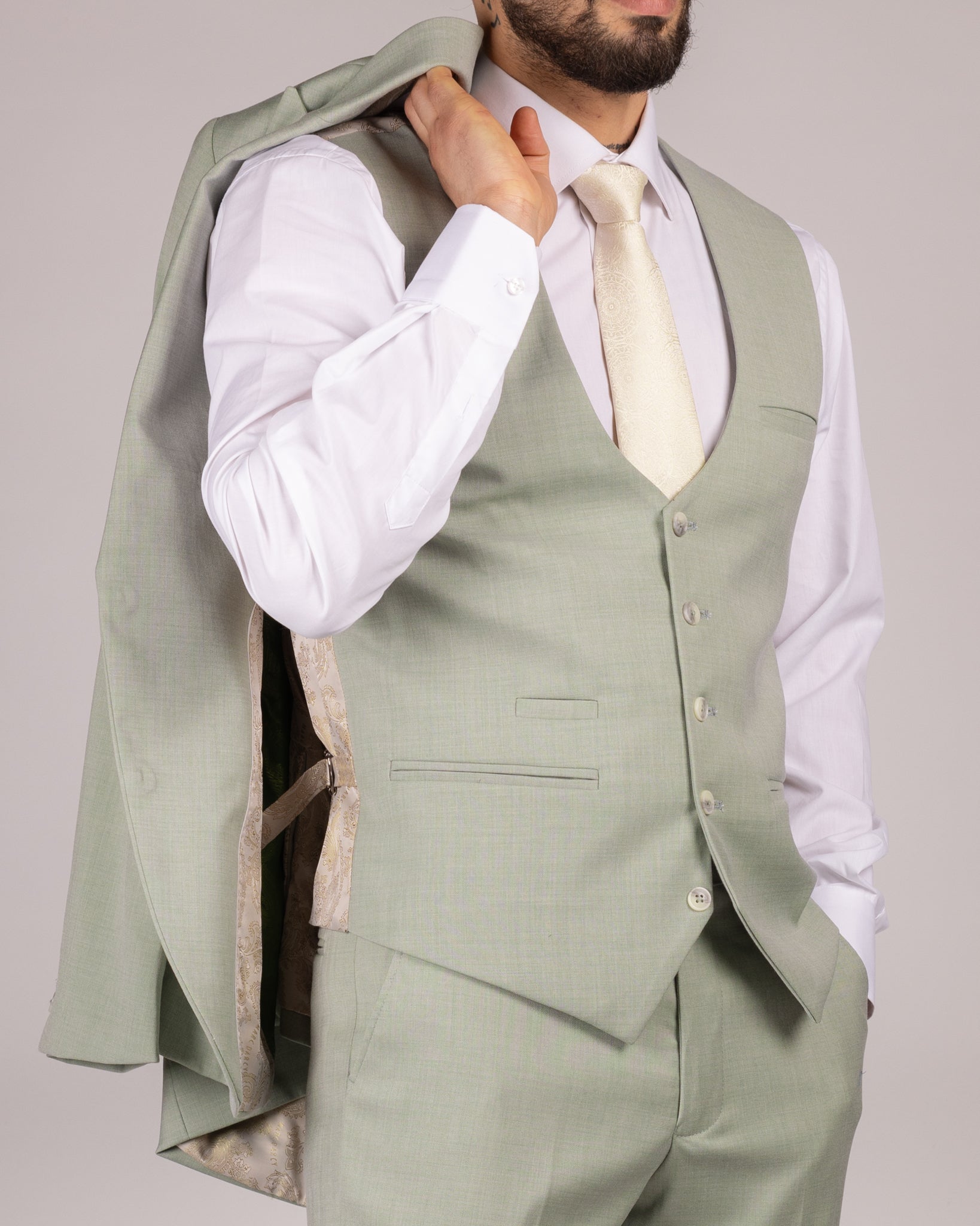 Finley - Moss Green Single Breasted Waistcoat