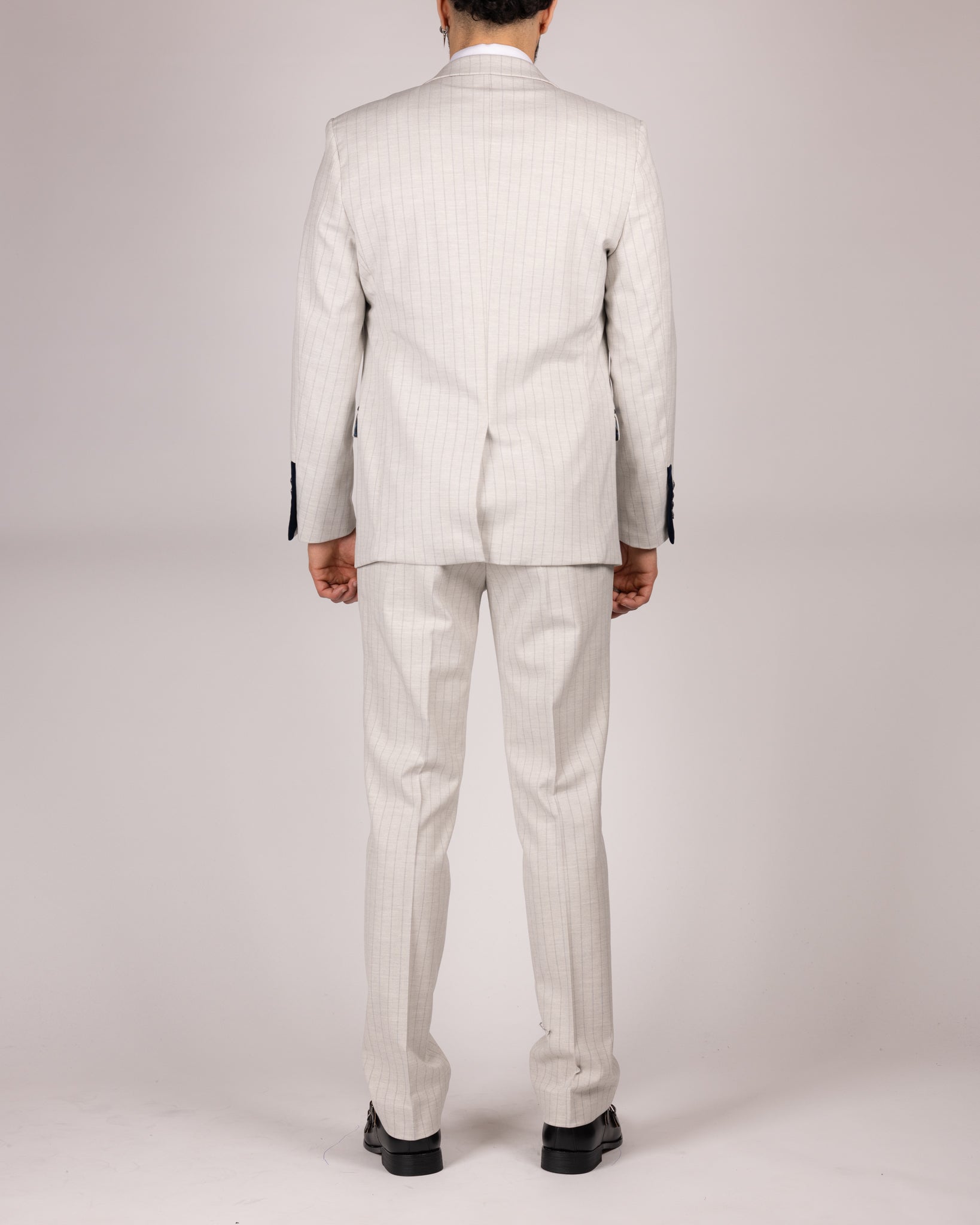 Grant - Stone Pinstripe Trousers