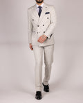 Grant - Stone Double Breasted Pinstripe Blazer