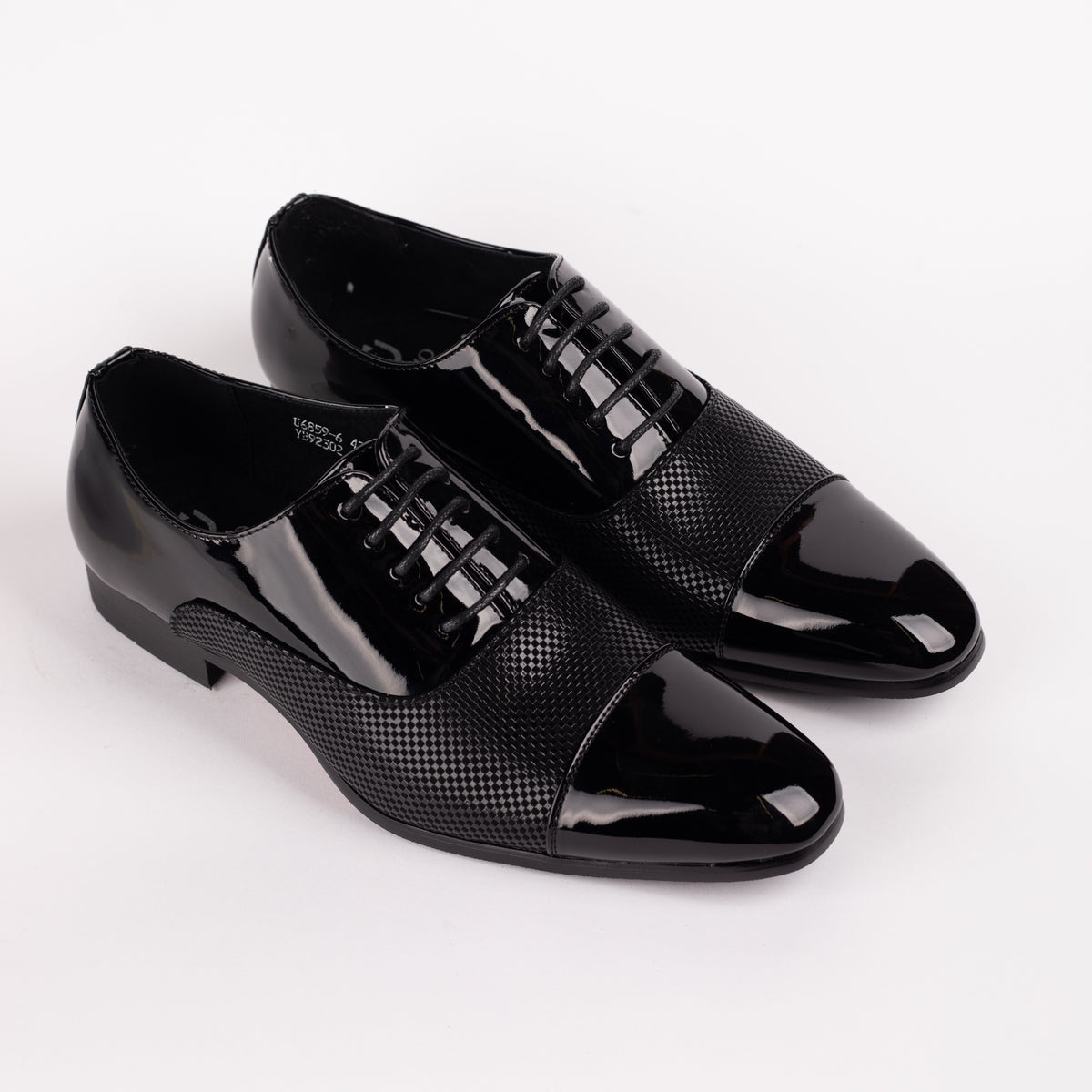 Pattern Toe Cap Black Patent Pattern Toe Cap Shoe – Milano Couture