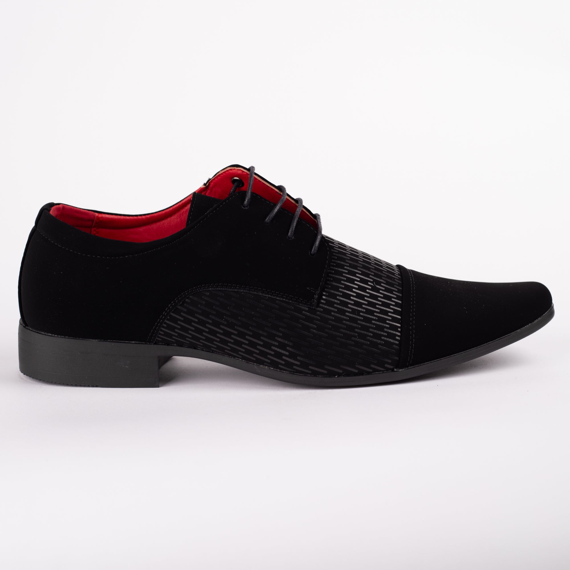 Black Suede Wingtip Pattern Shoe
