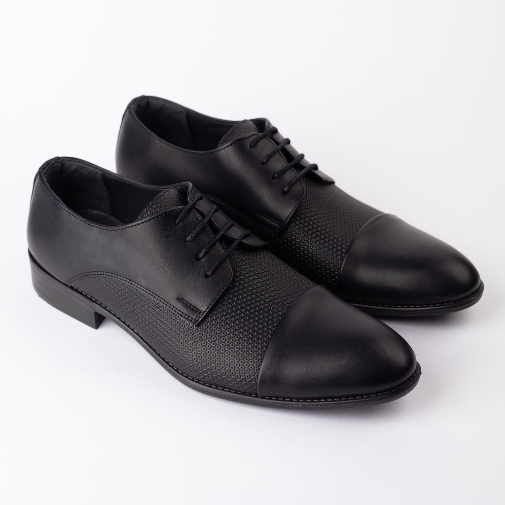 Pattern Toe Cap Black Toe Cap Pattern Shoe – Milano Couture
