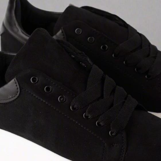 Chunky Sole Suede Trainer in Black & White