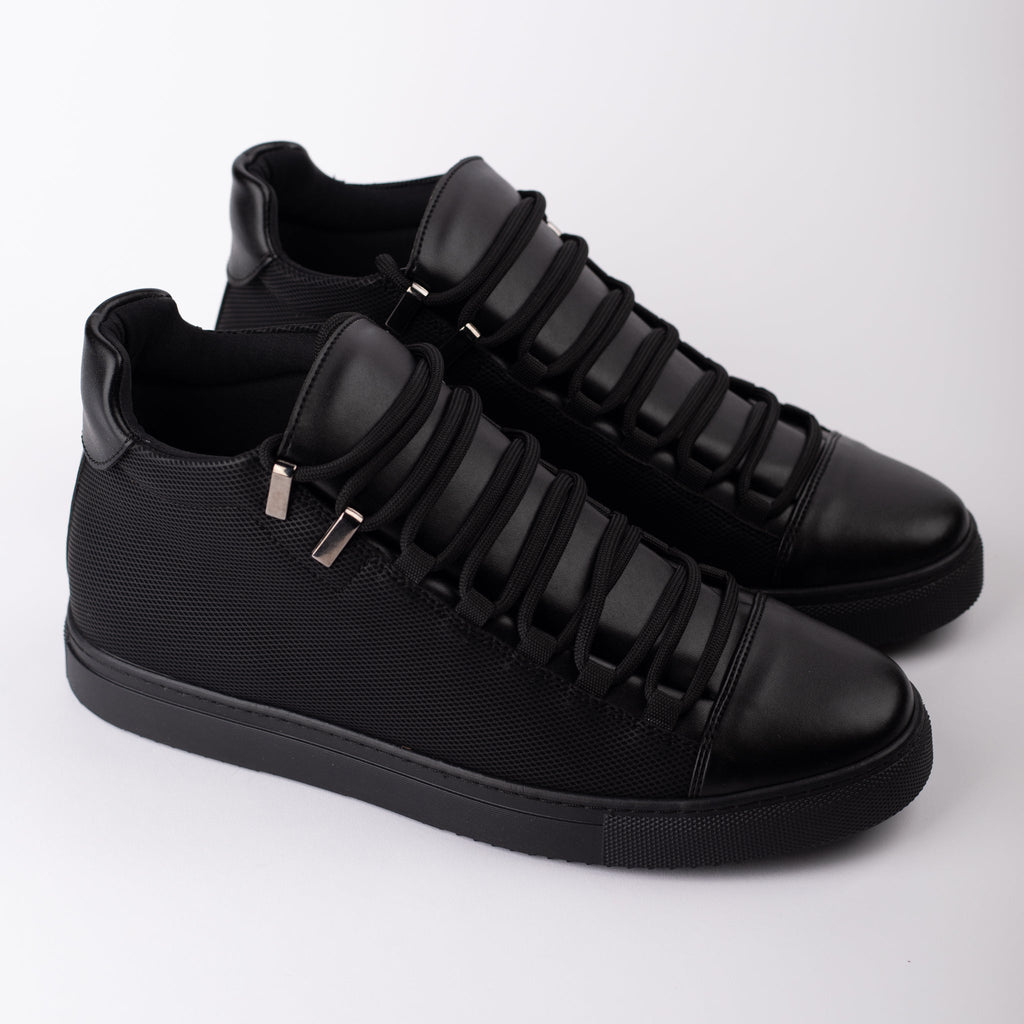 Hatch Pattern High-top Shoe Black
