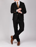 Max - Black Three Piece Suit with Contrast Buttons