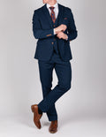 Max - Royal Blue Three Piece Suit With Contrast Buttons