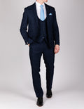 Edinson - Navy Sky Check Three Piece Suit