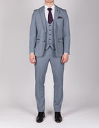 Bromley - Sky Blue Check Three Piece Suit