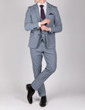Bromley - Sky Blue Check Three Piece Suit