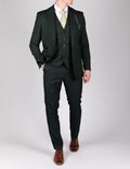 Caridi Olive Check Three Piece Suit