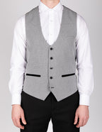 Bromley - Silver Grey Single Breasted Check Waistcoat