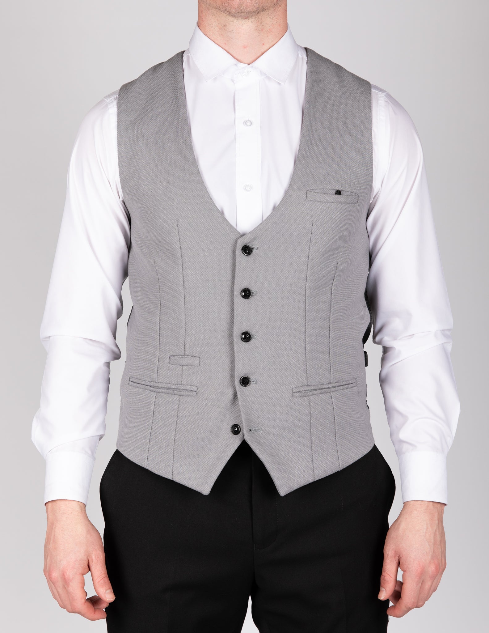 Kelvin - Silver Single Breasted Waistcoat