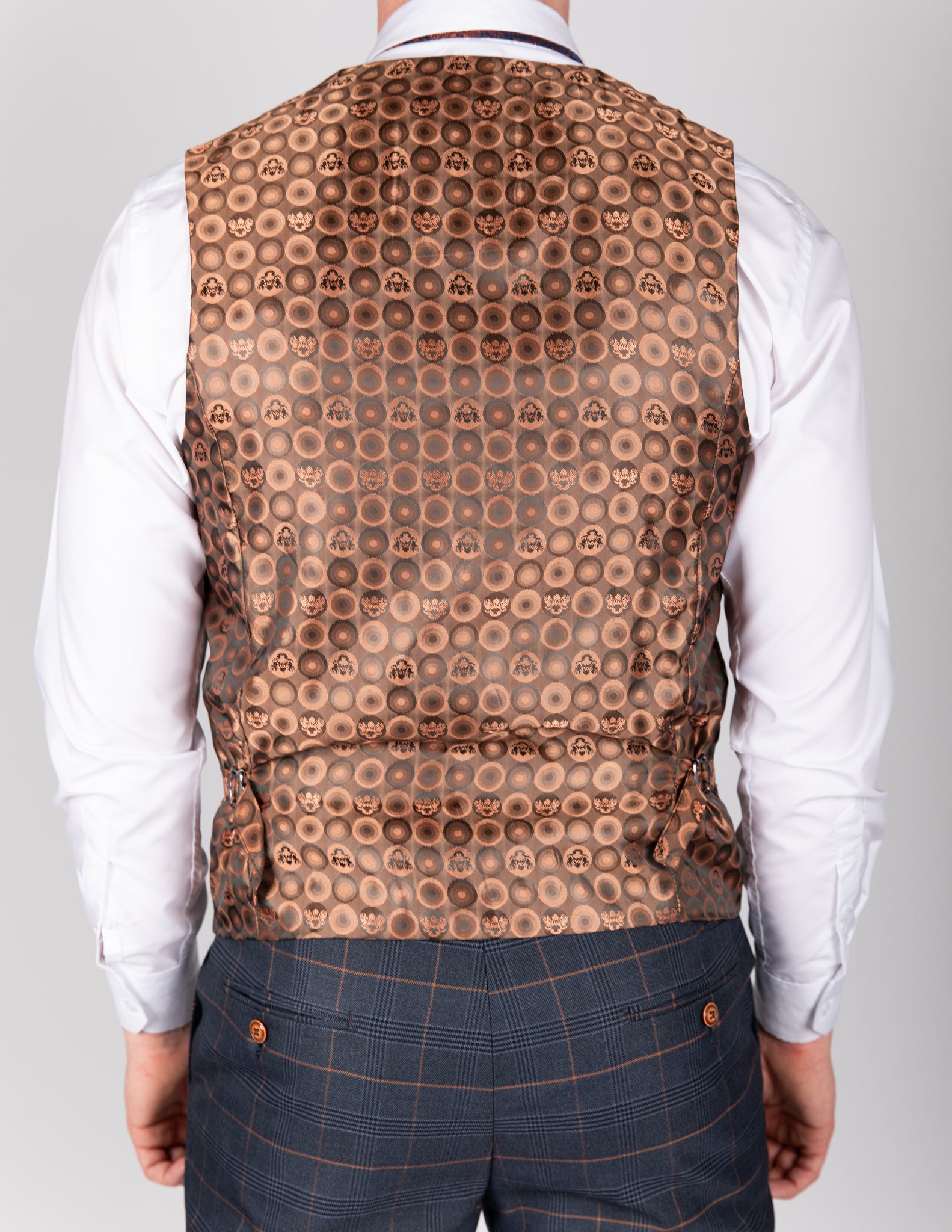 Jenson - Marine Navy Check Double Breasted Waistcoat