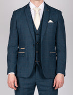 Dion - Blue Tweed Check Blazer