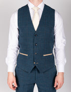 Dion - Blue Tweed Check Waistcoat