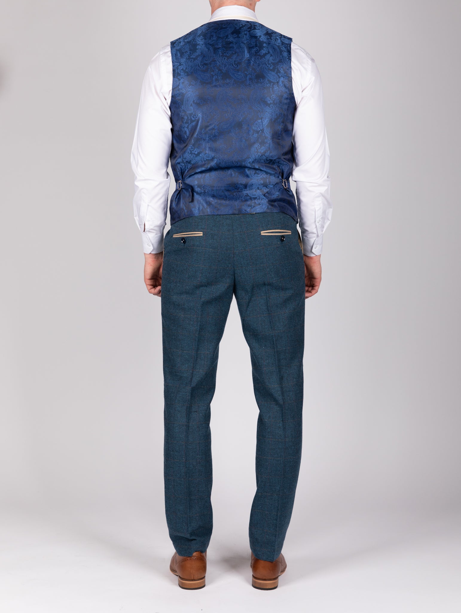 Dion - Blue Tweed Check Trousers