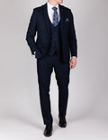 Edinson - Navy Wine Check Three Piece Suit
