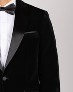 Milano Black Velvet Peak-Lapel Blazer