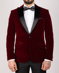 Milano Wine Velvet Peak-Lapel Blazer
