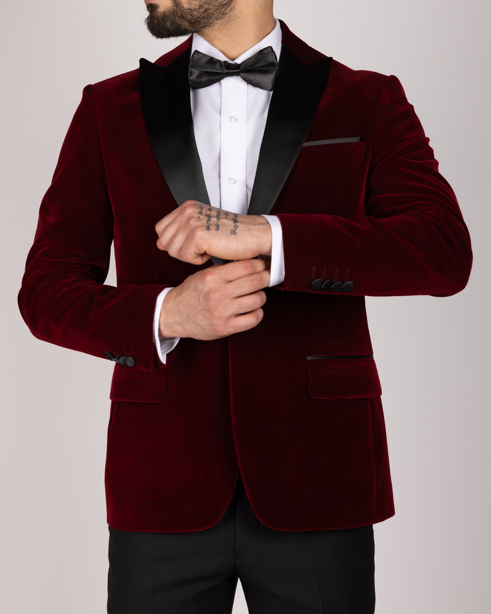 Milano Wine Velvet Peak-Lapel Blazer