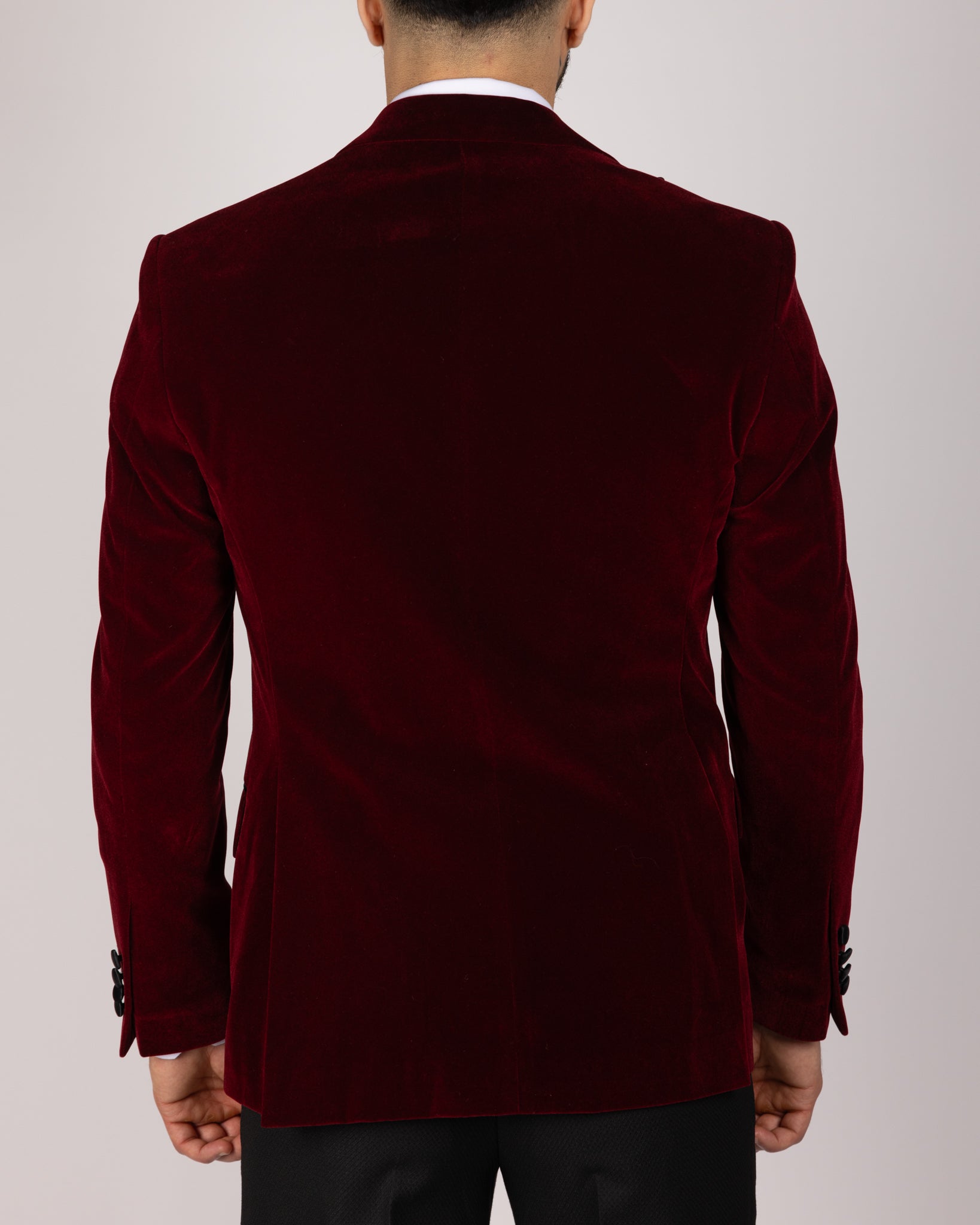 Milano Wine Velvet Peak-Lapel Blazer