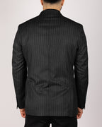 Milano Black Pinstripe Double Breasted Blazer