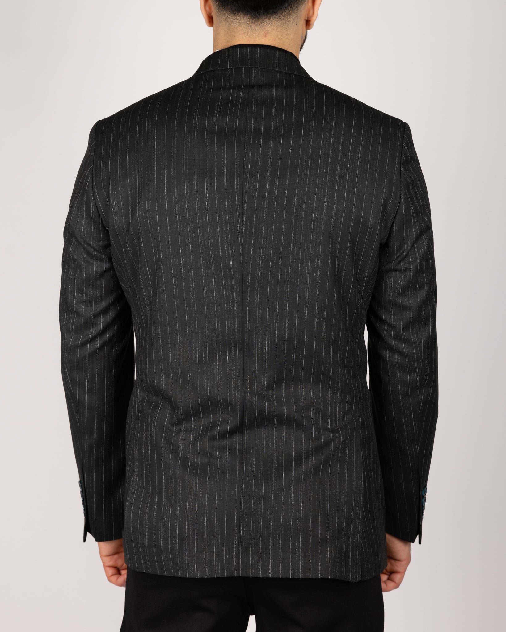 Milano Black Pinstripe Double Breasted Blazer