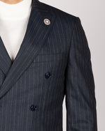 Milano Navy Pinstripe Double Breasted Blazer