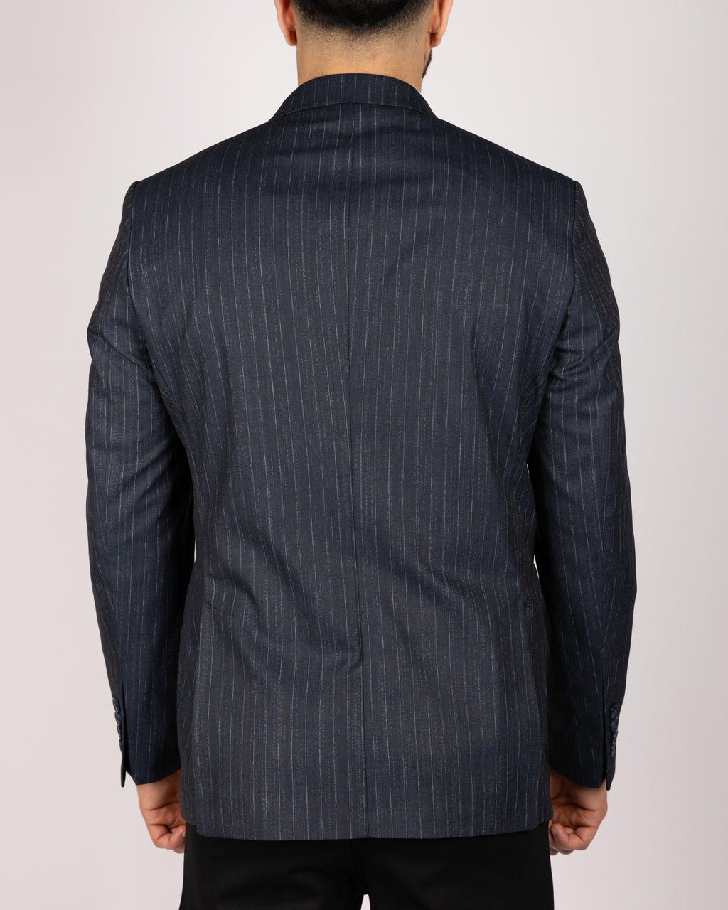 Milano Navy Pinstripe Double Breasted Blazer