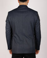 Milano Navy Pinstripe Double Breasted Blazer