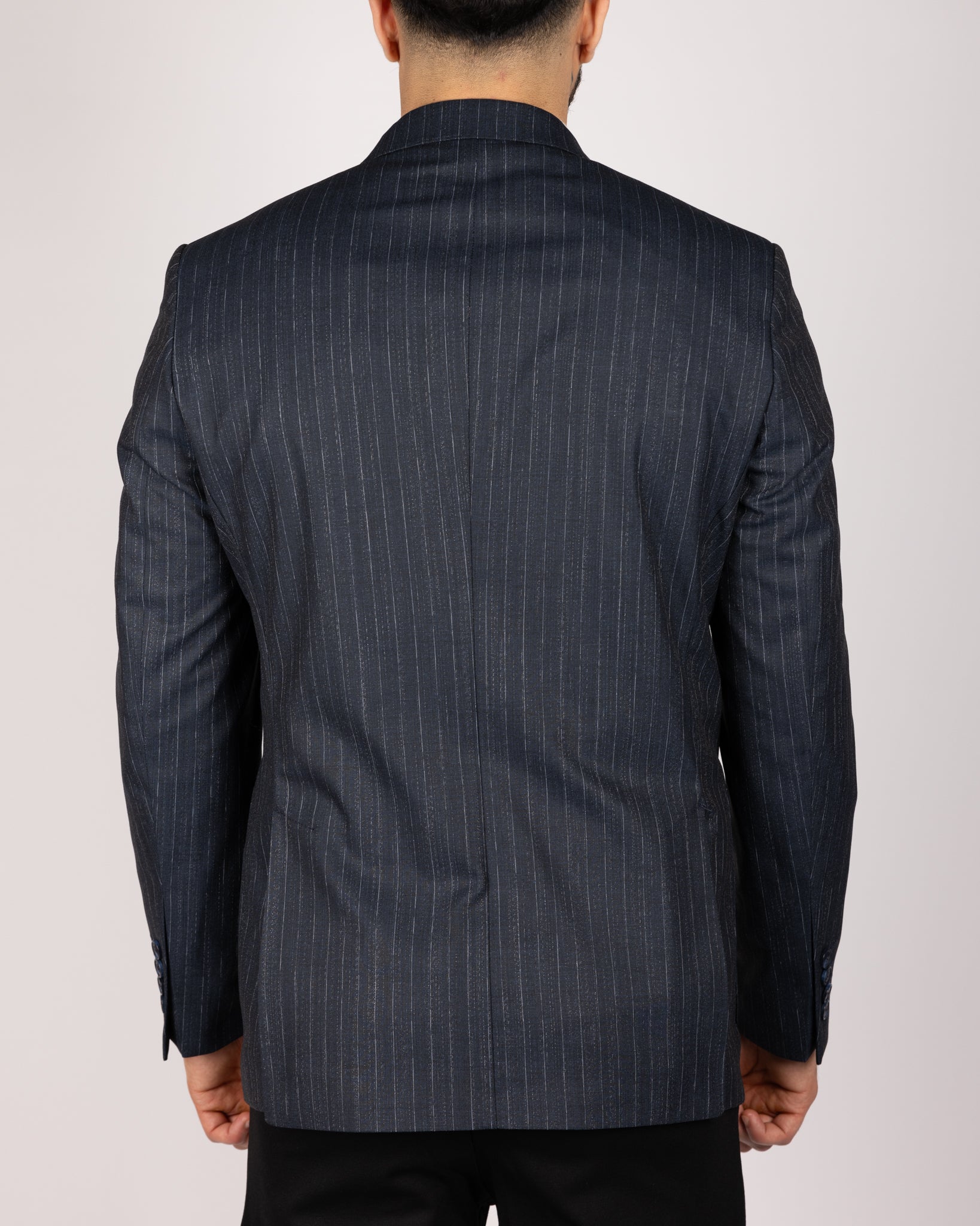 Milano Navy Pinstripe Double Breasted Blazer