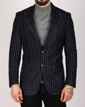 Milano Navy Pinstripe Wool Blazer
