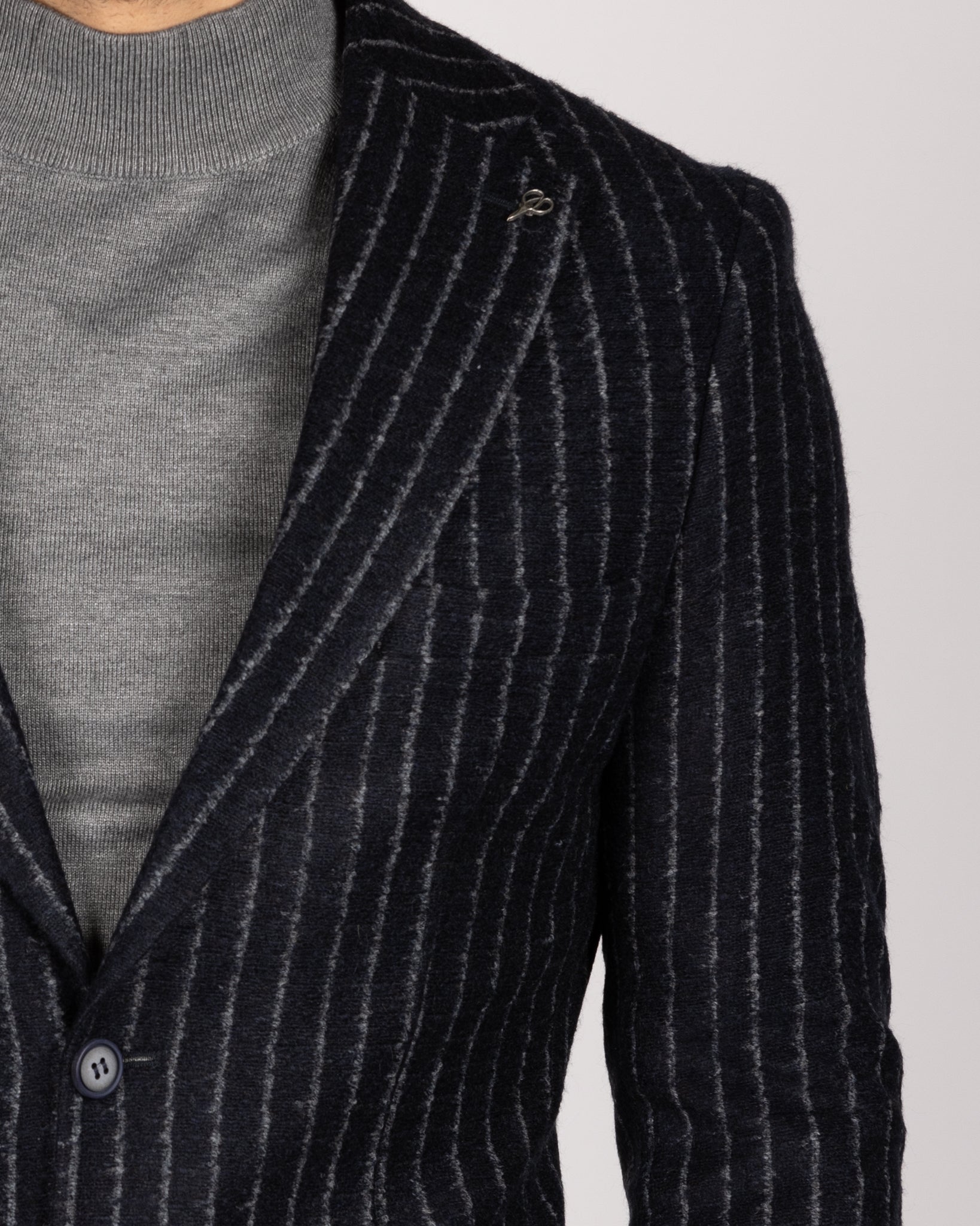Milano Navy Pinstripe Wool Blazer