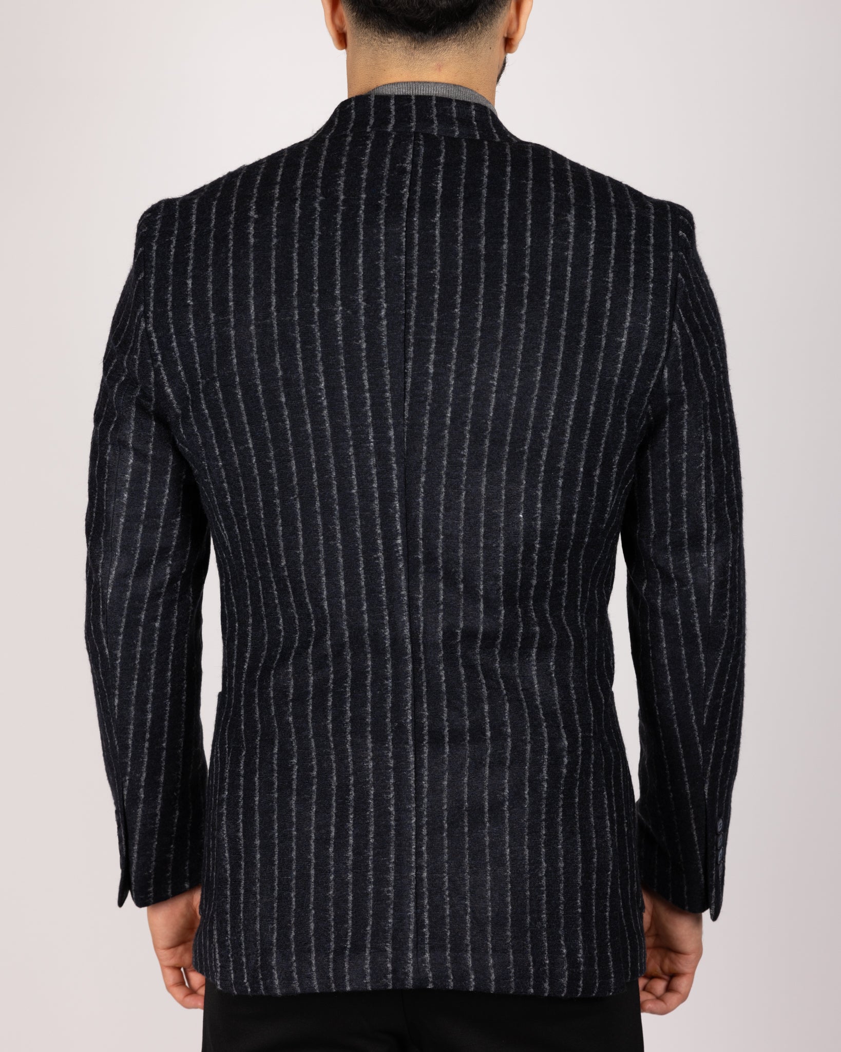 Milano Navy Pinstripe Wool Blazer