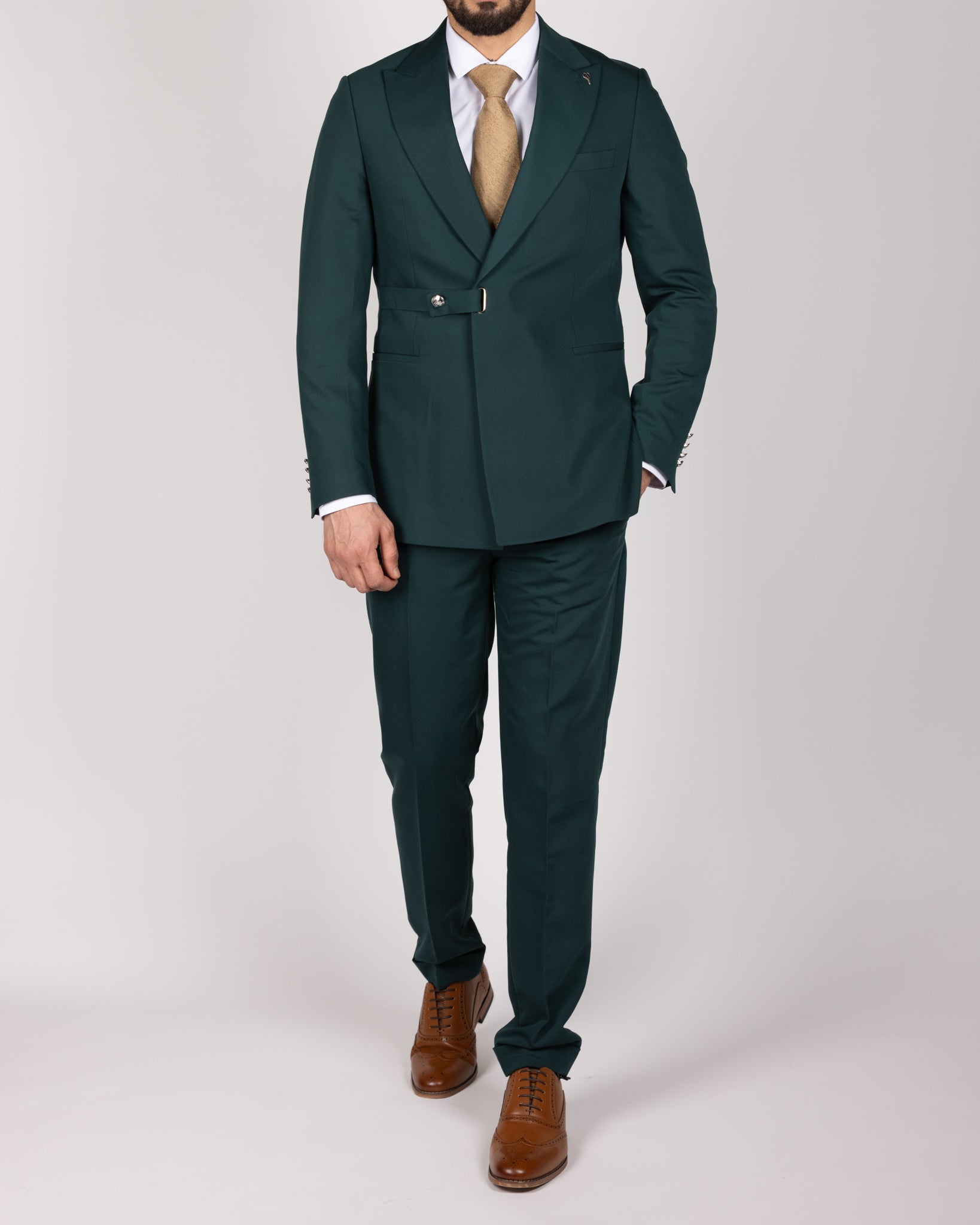 Milano Green Single-Breasted Buckle Suit