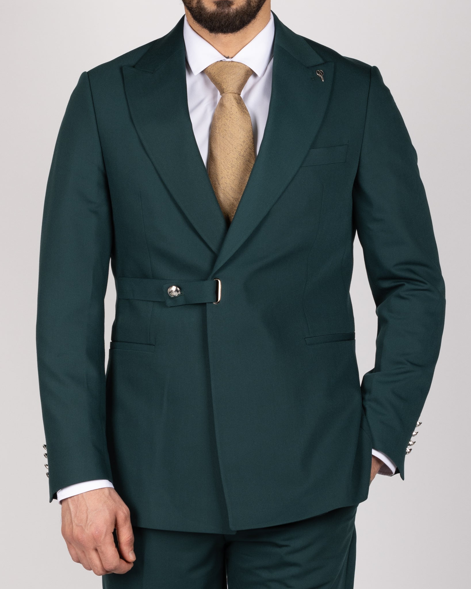 Milano Green Single-Breasted Buckle Suit