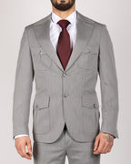 Milano Grey Modern Safari Two Piece Suit