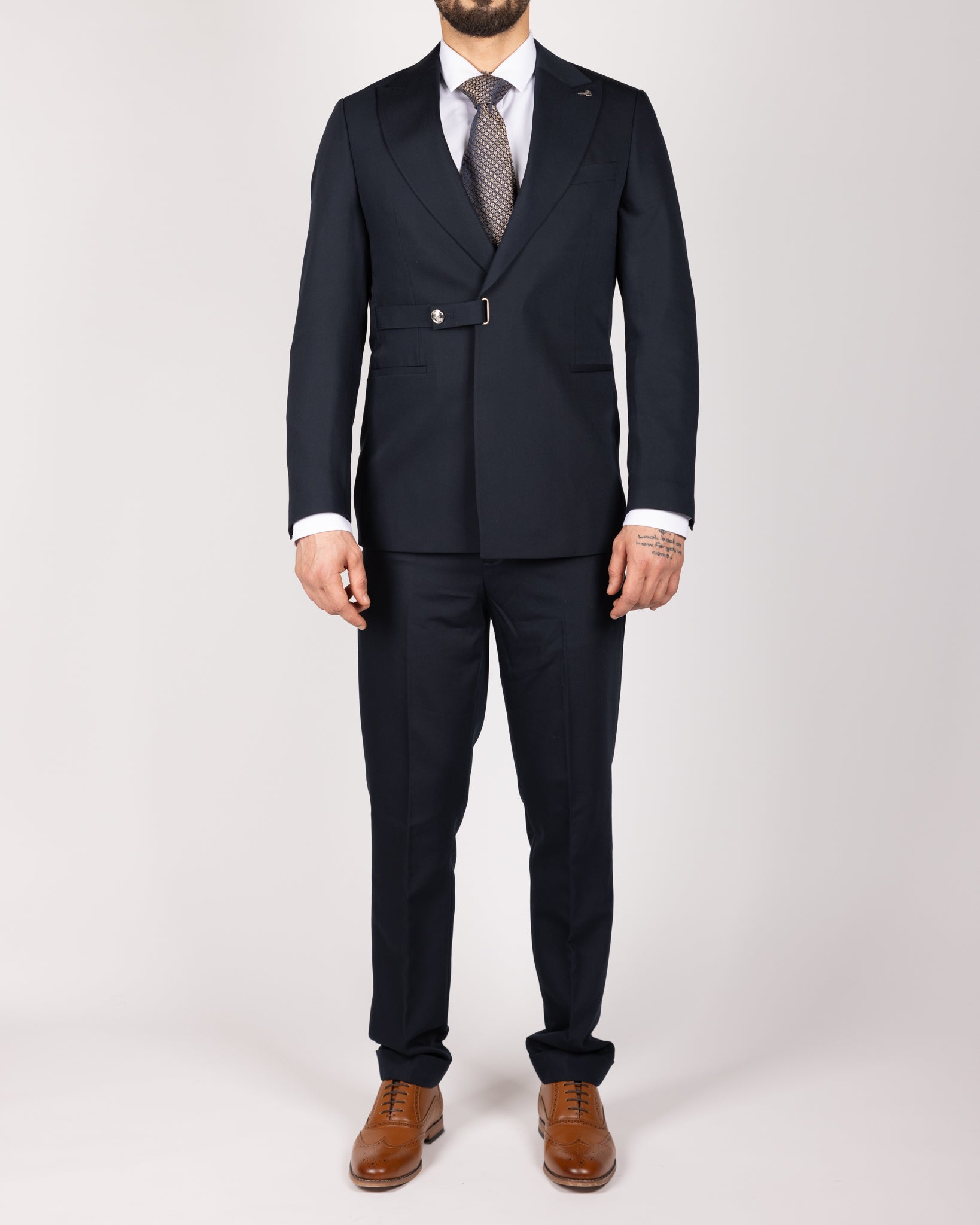Milano Navy Single-Breasted Buckle Suit