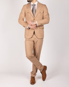 Milano Beige Modern Safari Two Piece Suit