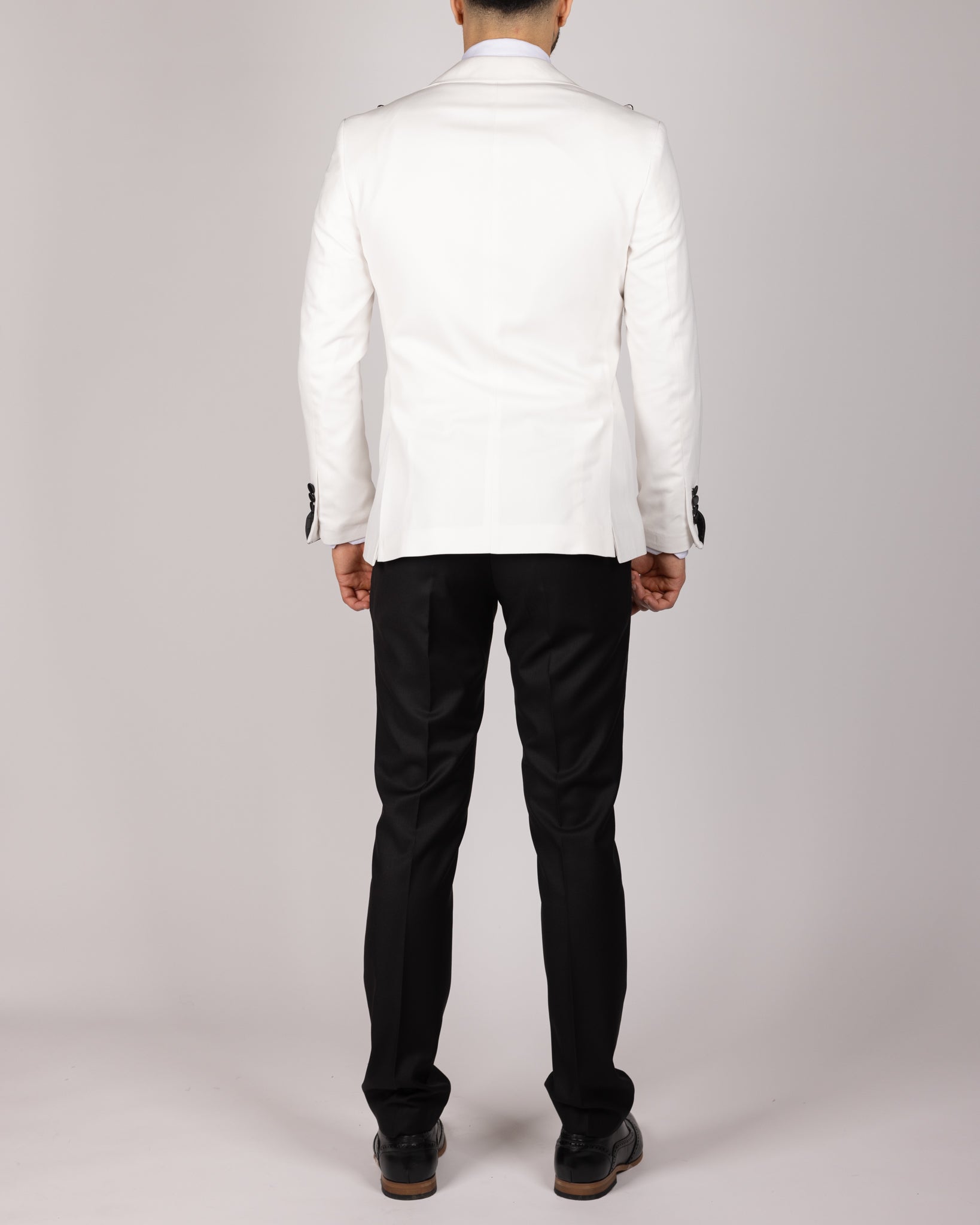 Milano White Double Breasted Peak-Lapel Tux Suit