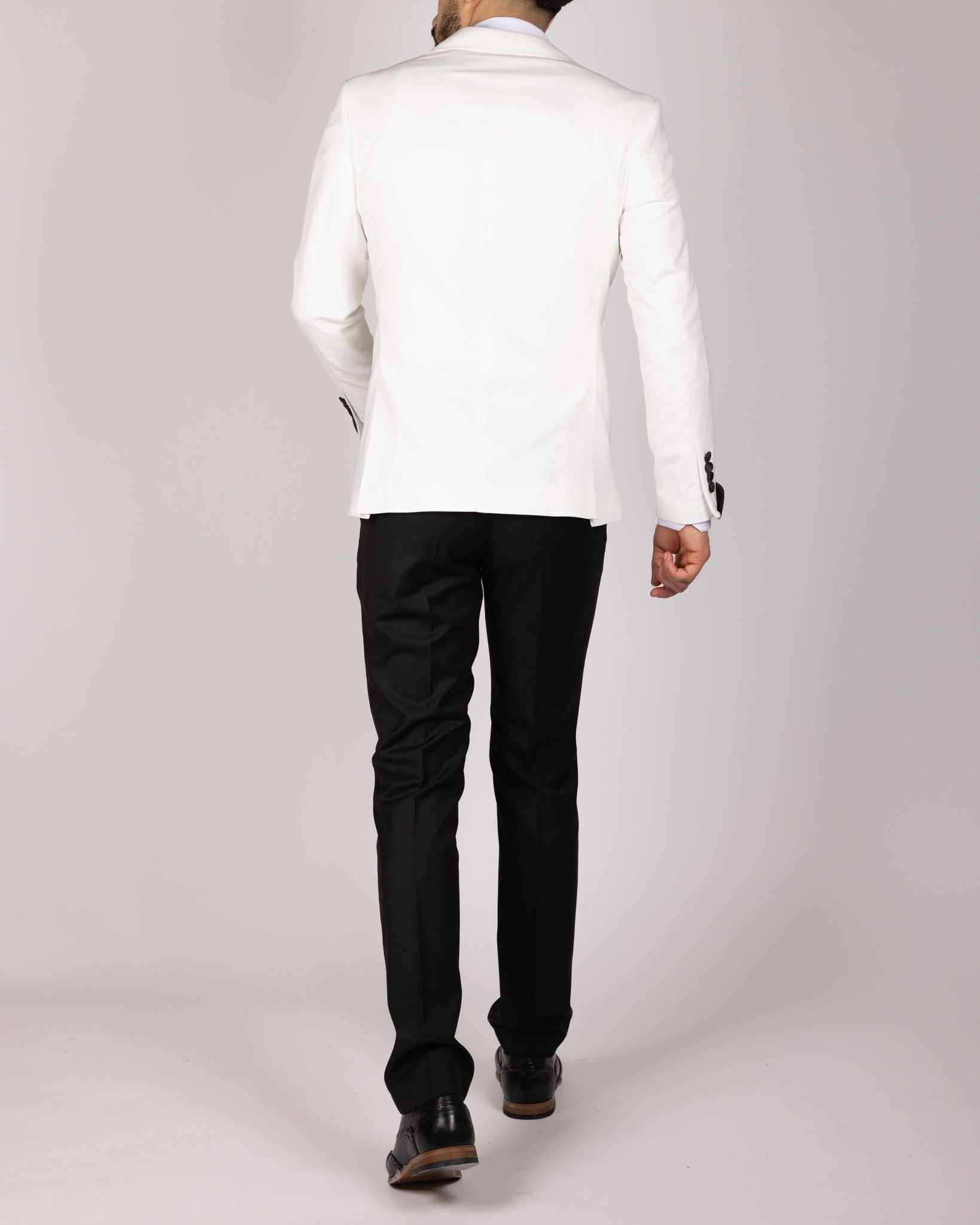 Milano White Double Breasted Peak-Lapel Tux Suit