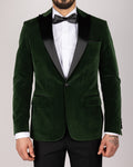 Milano Green Velvet Peak-Lapel Blazer