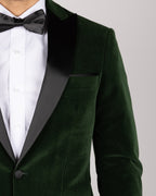 Milano Green Velvet Peak-Lapel Blazer