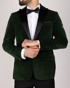 Milano Green Velvet Peak-Lapel Blazer