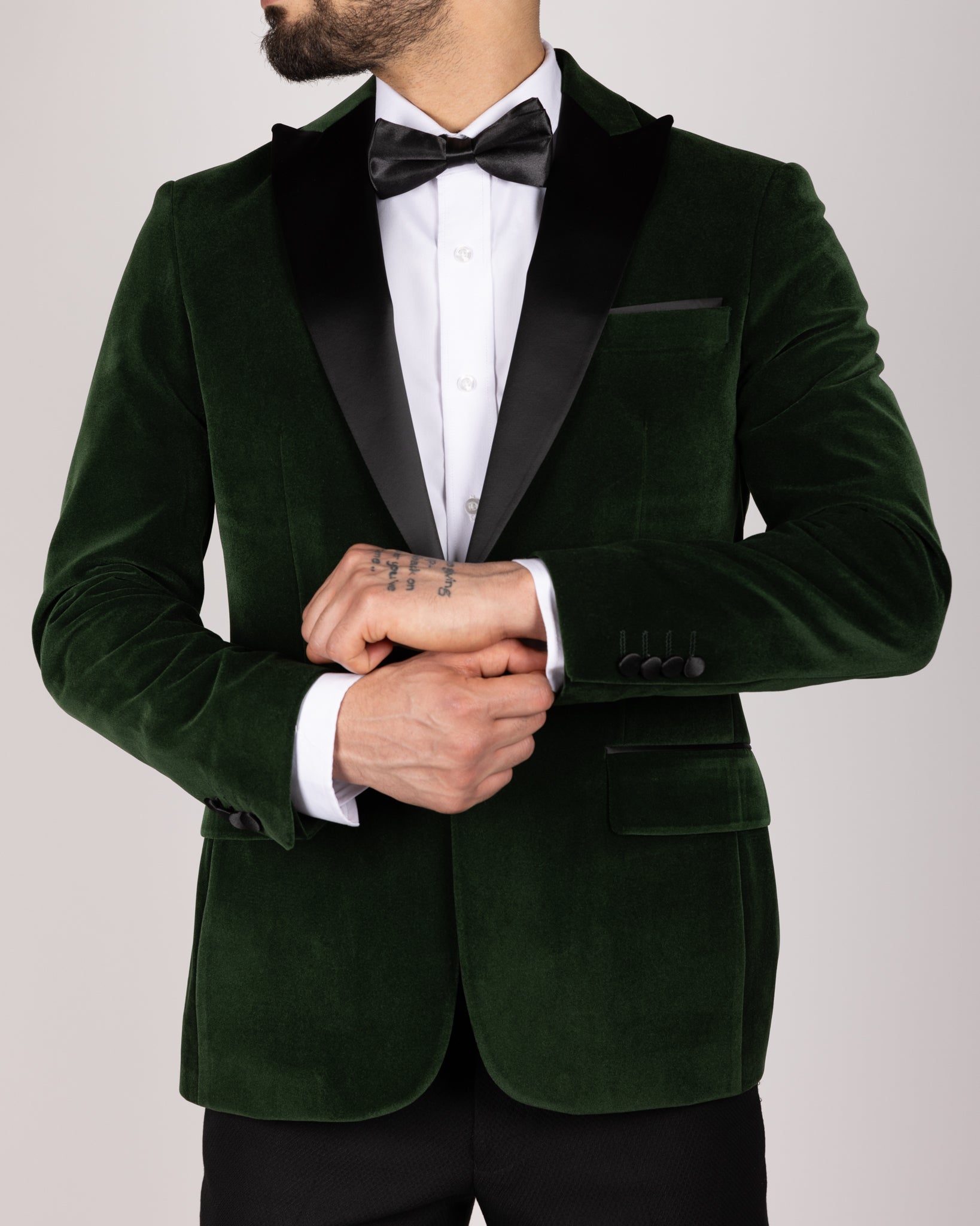 Milano Green Velvet Peak-Lapel Blazer