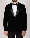 Milano Black Velvet Peak-Lapel Blazer