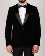Milano Black Velvet Peak-Lapel Blazer