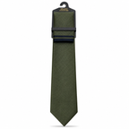 MC Diagonal Striped - Tie & Pocket Square Set in Khaki Green