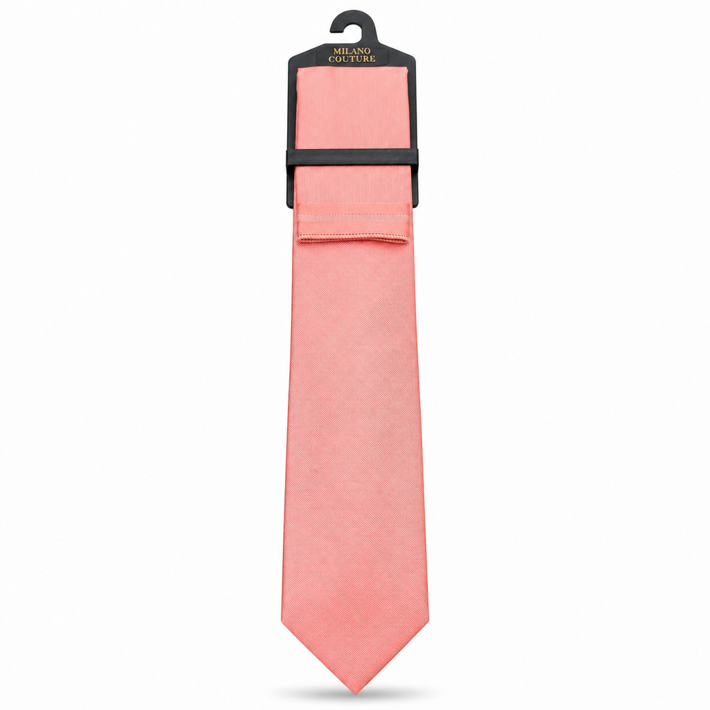 MC Diagonal Striped - Tie & Pocket Square Set in Pink