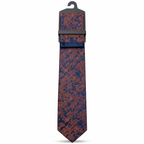 MC Floral - Tie & Pocket Square Set in Navy & Orange